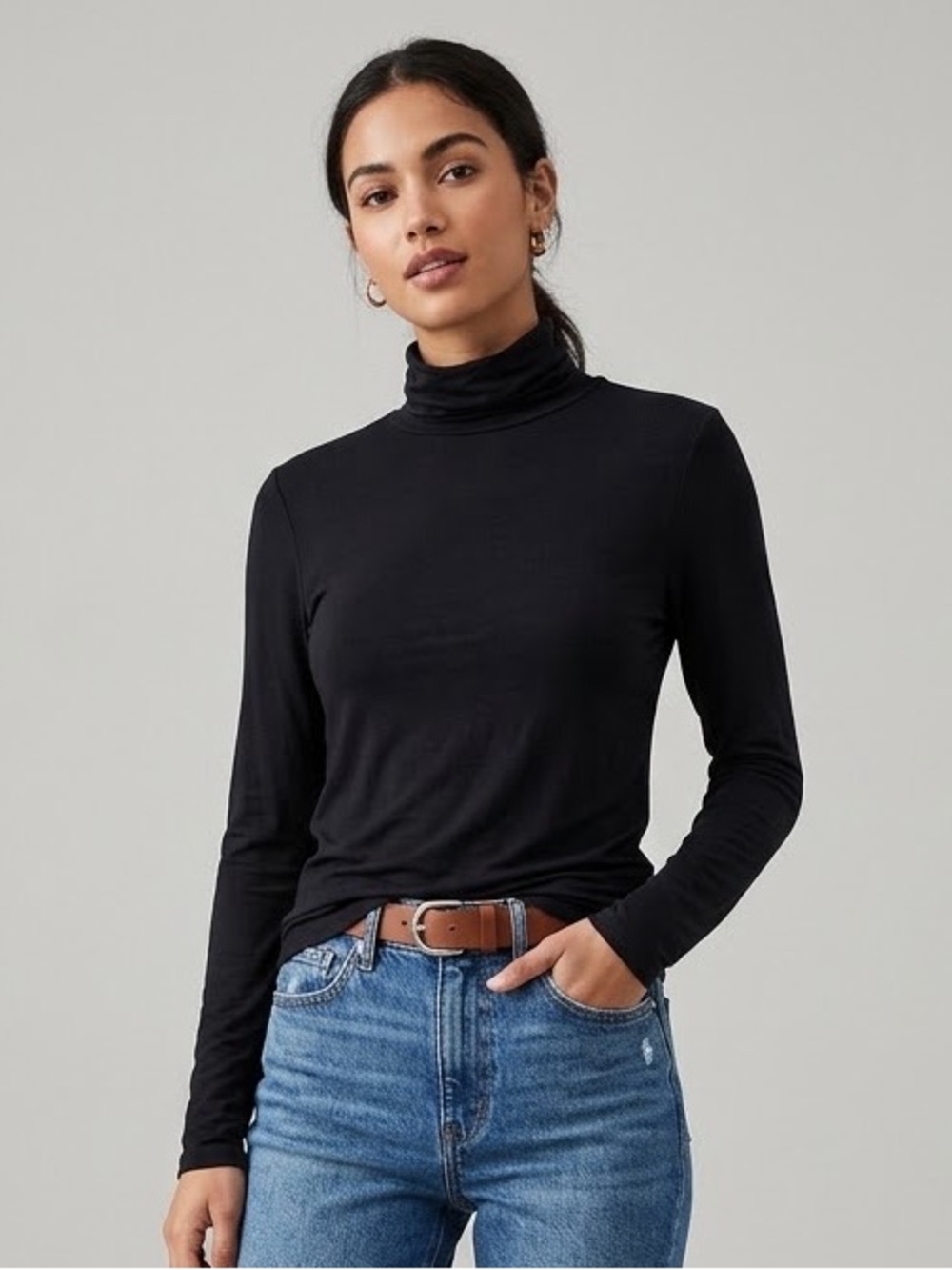 AE Soft & Sexy Black Turtleneck Top Size S